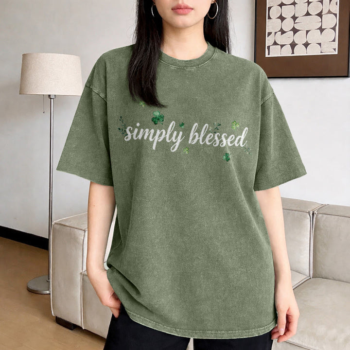 Christianartworkshop Not Lucky Simply Blessed Psalm 34:8 Unisex Washed T-Shirt - image 6