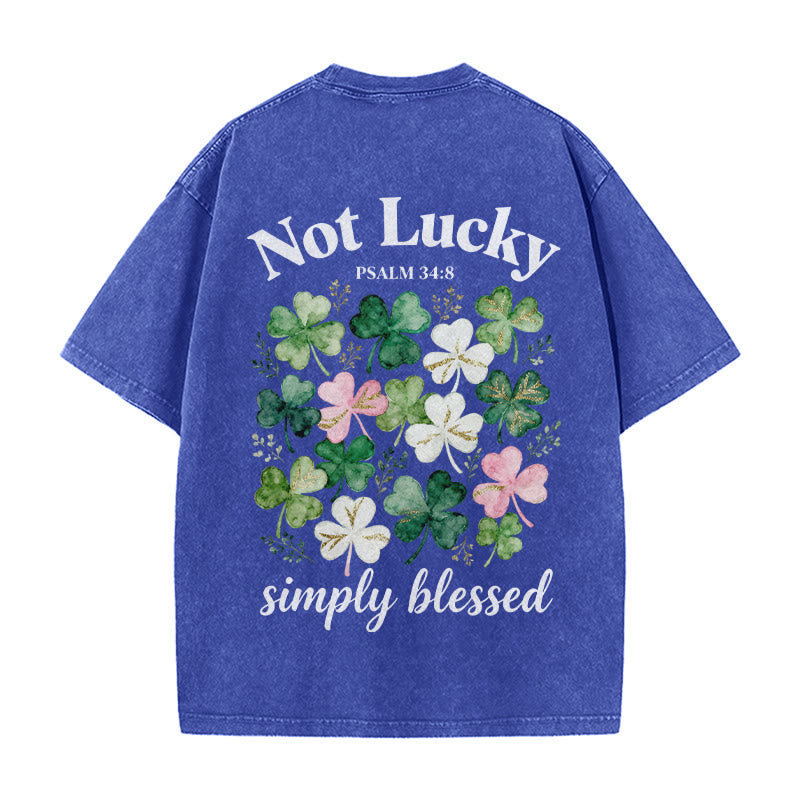 Christianartworkshop Not Lucky Simply Blessed Psalm 34:8 Unisex Washed T-Shirt - image 22