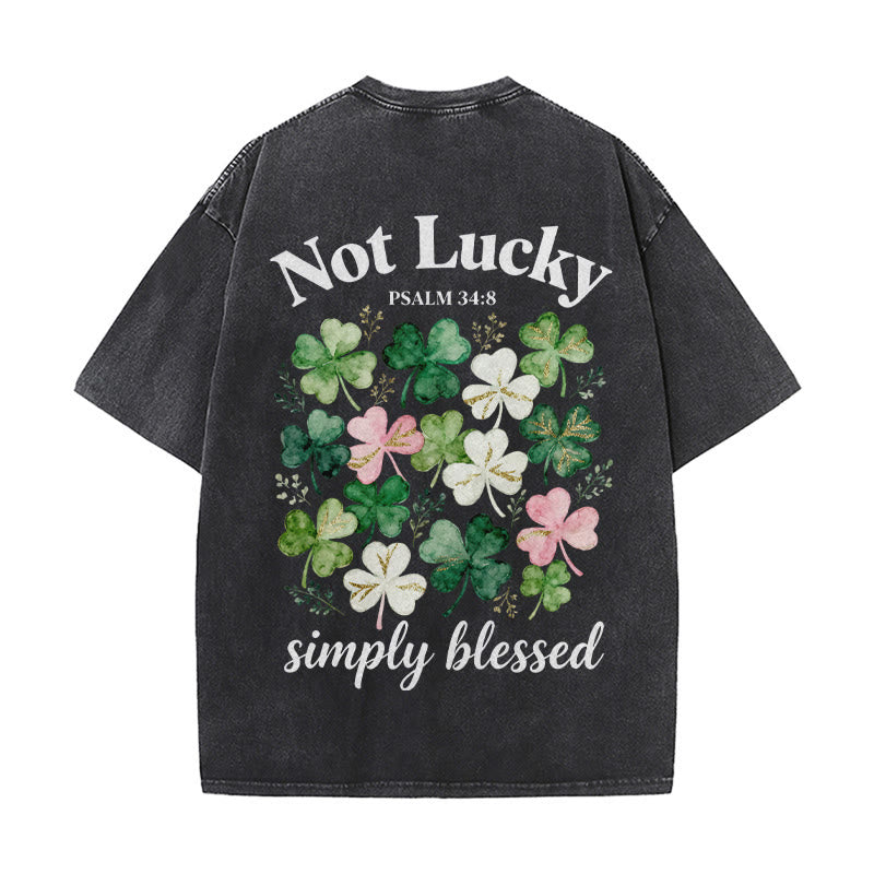 Christianartworkshop Not Lucky Simply Blessed Psalm 34:8 Unisex Washed T-Shirt - image 28