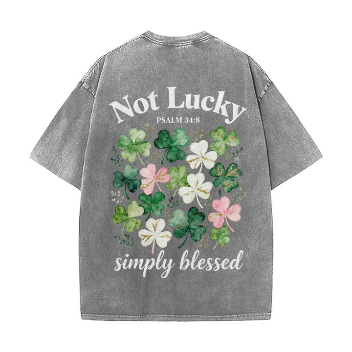 Christianartworkshop Not Lucky Simply Blessed Psalm 34:8 Unisex Washed T-Shirt - Grey - 5XL - image 19