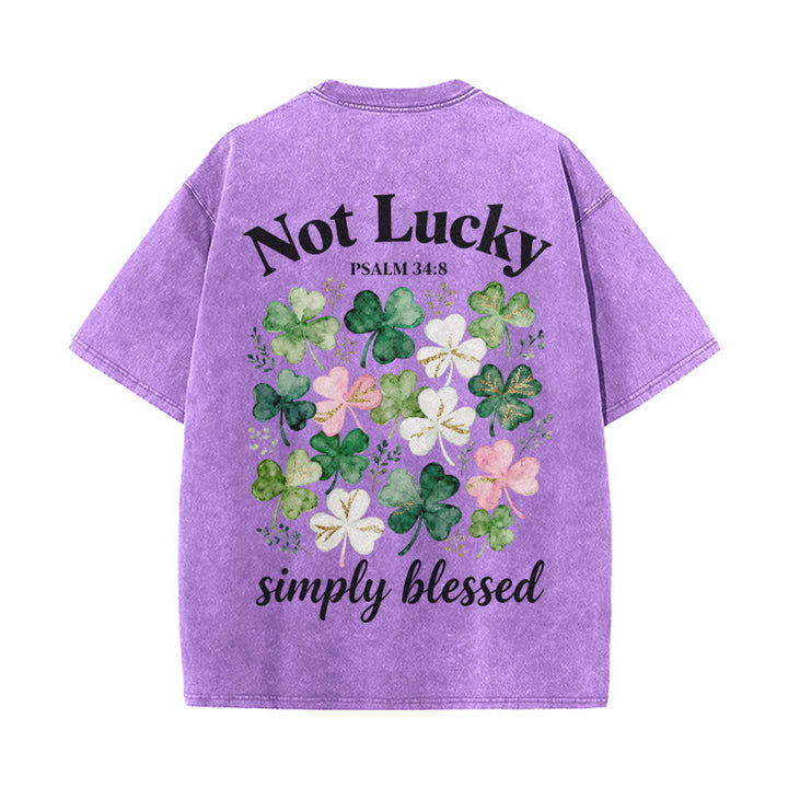 Christianartworkshop Not Lucky Simply Blessed Psalm 34:8 Unisex Washed T-Shirt - Purple - 5XL - image 15
