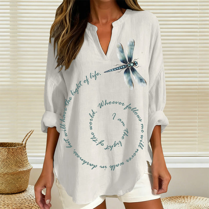Christianartworkshop Eternal Light Dragonfly Women's Blouse – Walk in Faith and Grace - White - 2XL - image 0