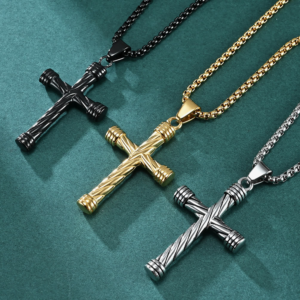 Christianartworkshop Twisted Texture Cross Pendant Necklace: Embody His Enduring Strength - image 0