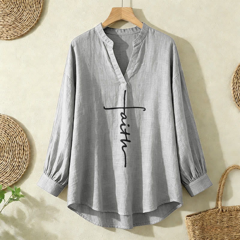 Christianartworkshop Eternal Light Cross Women's Blouse – Embrace Faith and Grace - Grey - 2XL - image 9
