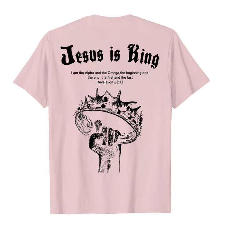 Christianartworkshop Jesus is King T-shirt - Pink - 2XL - image 5