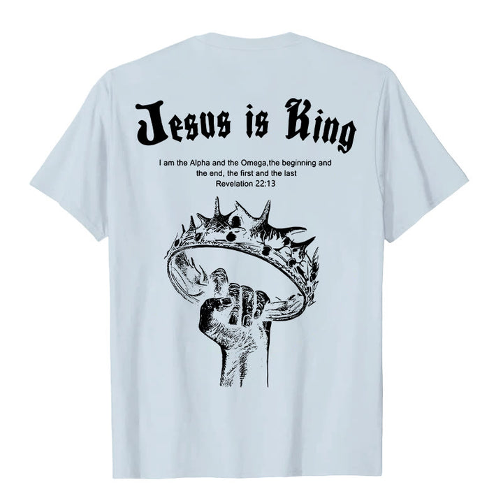 Christianartworkshop Jesus is King T-shirt - Blue - 2XL - image 4