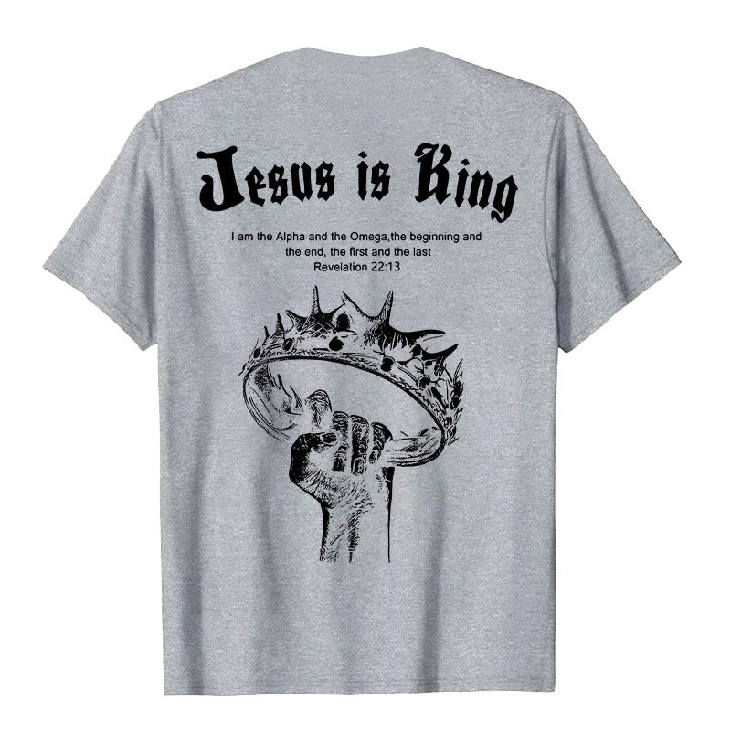 Christianartworkshop Jesus is King T-shirt - Grey - 2XL - image 8