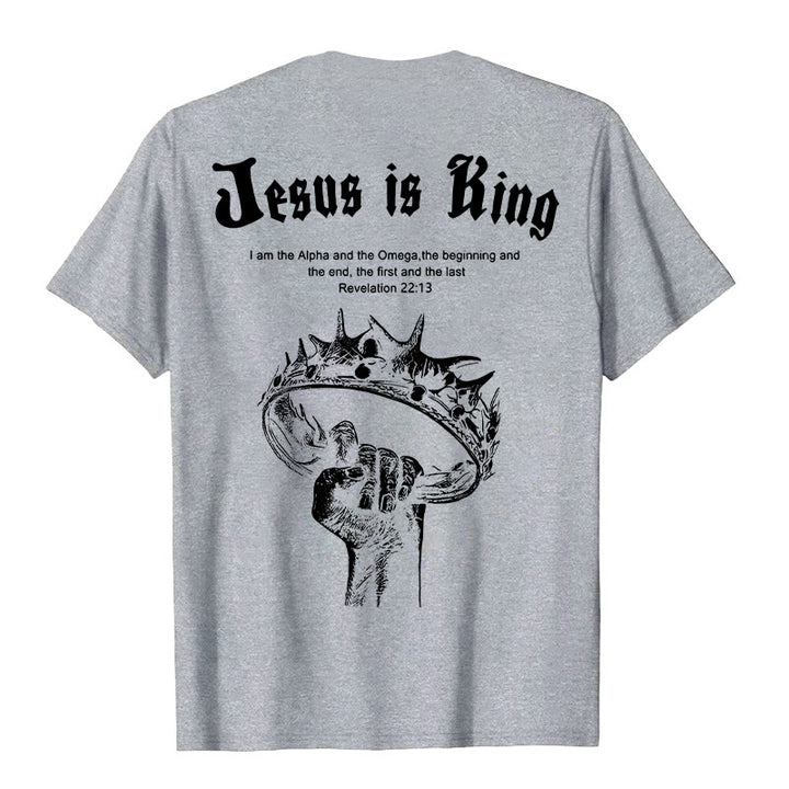Christianartworkshop Jesus is King T-shirt - Grey - 2XL - image 9
