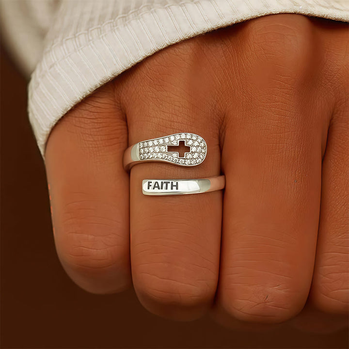 Christianartworkshop Faith & Cross Layered Ring: Embody His Unchanging Presence - Silver(Suitable for US size 8-10） - image 0