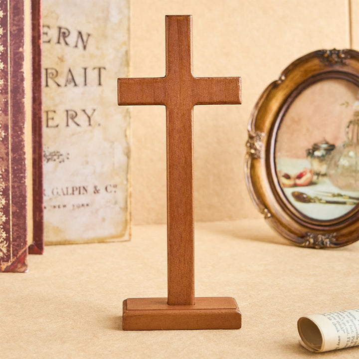 Christianartworkshop Solid Wood Standing Cross Desktop Ornament: Embody His Quiet Strength - image 2