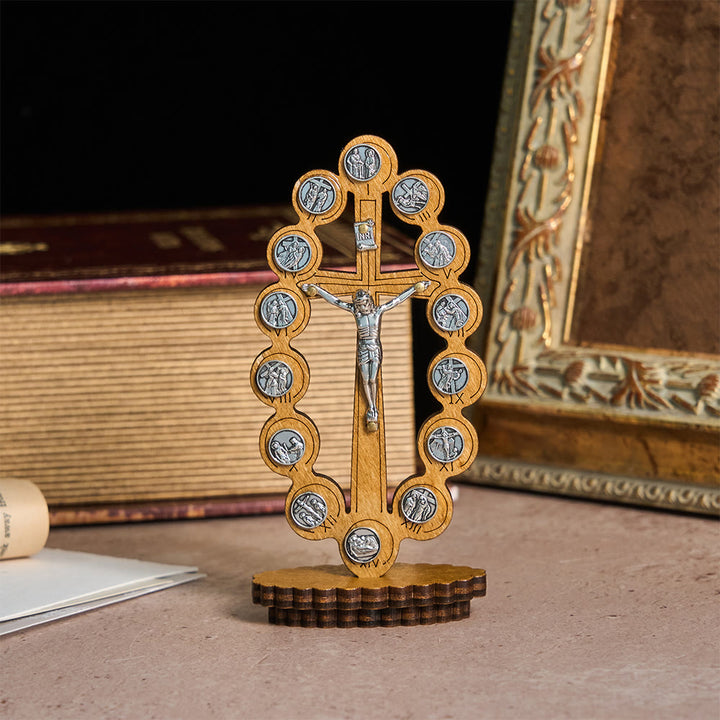 Christianartworkshop 14 Stations of the Crucifix Wooden Desktop Ornament: Embody His Sacred Journey - Small - image 4