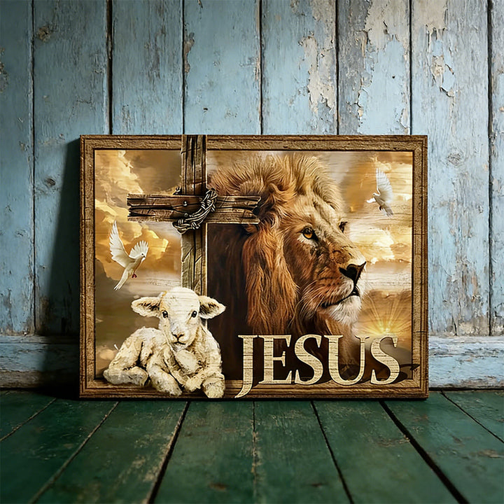 Christianartworkshop Lion of Judah & Lamb of God Wall Art Print: Sacred Symbols of Strength - image 1