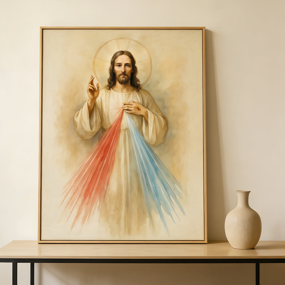 Christianartworkshop Serene Floral Embrace Wall Decor: Bring Jesus' Gentle Comfort to Your Home Sanctuary - 11.81''*15.75''0.71"/30*40*1.8cm - Framed Canvas Painting - image 0