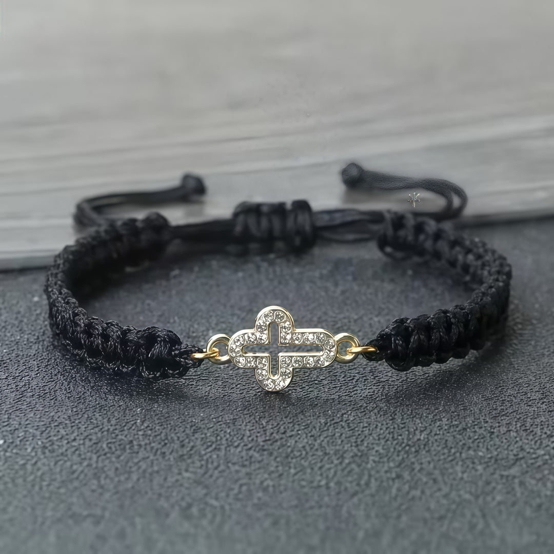 Christianartworkshop Woven Cord Cross with Shimmering Cross Bracelet: Ground Your Faith in His Enduring Presence - Black - image 4