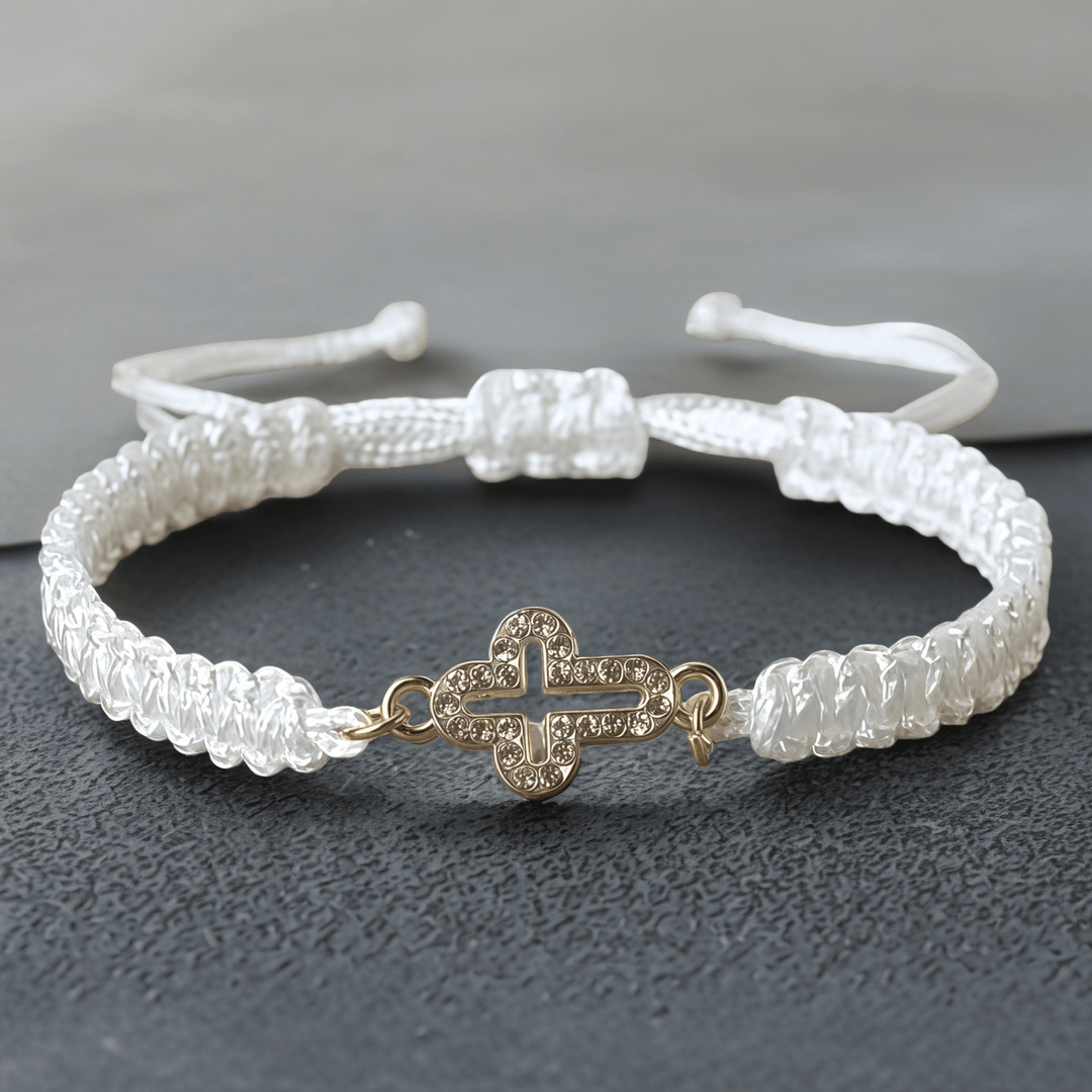 Christianartworkshop Woven Cord Cross with Shimmering Cross Bracelet: Ground Your Faith in His Enduring Presence - White - image 8