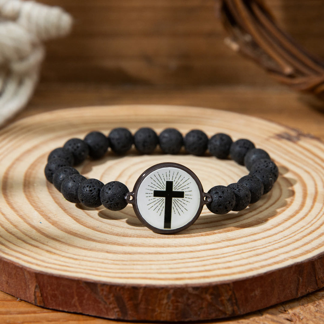 Christianartworkshop NFC-Enabled Natural Stone Bible Verse Bracelet: Tap to Receive Daily Jesus’ Word - Matte Black & Cross A - image 10