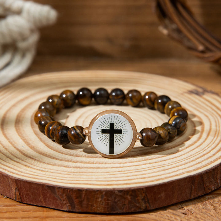 Christianartworkshop NFC-Enabled Natural Stone Bible Verse Bracelet: Tap to Receive Daily Jesus’ Word - Brown & Cross A - image 9