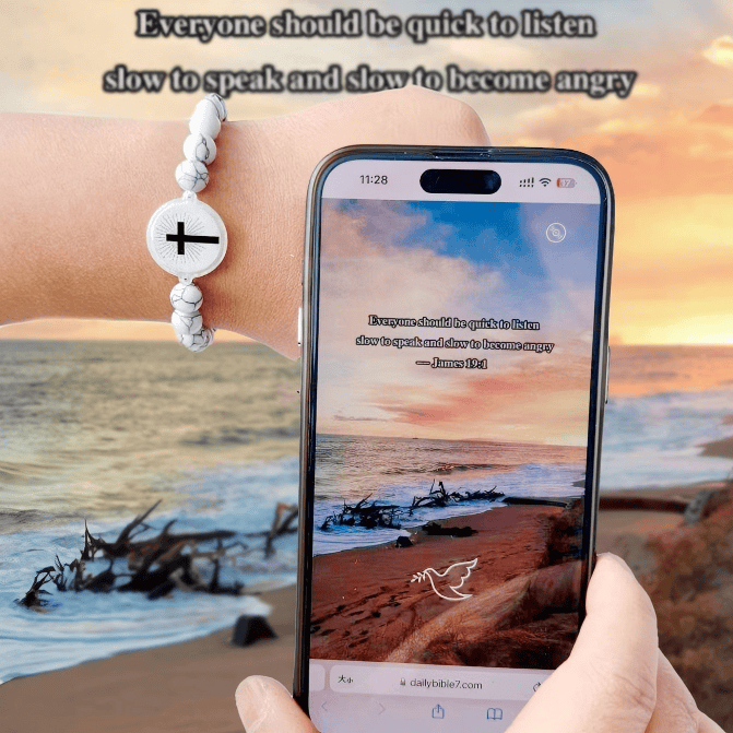 Christianartworkshop NFC-Enabled Natural Stone Bible Verse Bracelet: Tap to Receive Daily Jesus’ Word - image 20