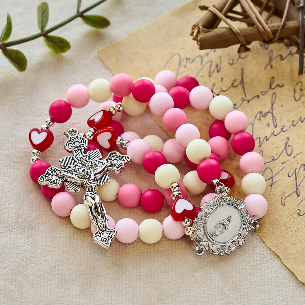 FREE Today: Our Lady Crucifix Pink Rosary with Heart Accents: Embody Sacred Love and Gentle Devotion - image 5