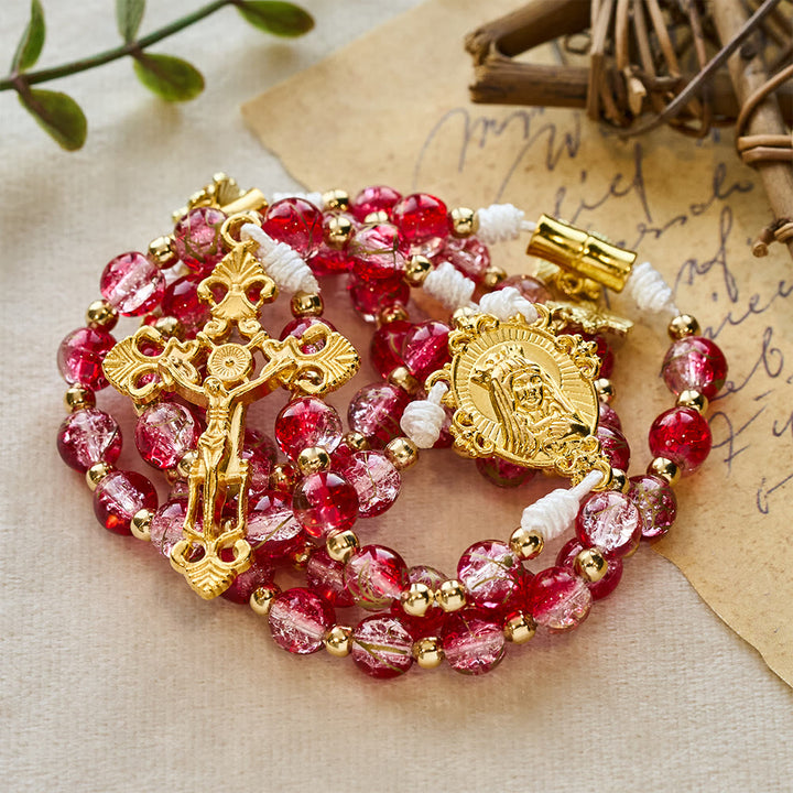 Christianartworkshop Red Glass Bead Holy Spirit Dove Our Lady Rosary: Embody Sacred Love and Vibrant Devotion - image 5