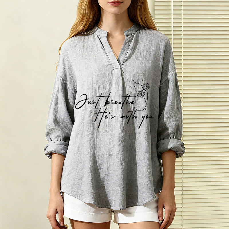 Christianartworkshop Just Breathe, He’s With You Dandelion Print Women’s Blouse: Embody Faith and Gentle Peace - image 4