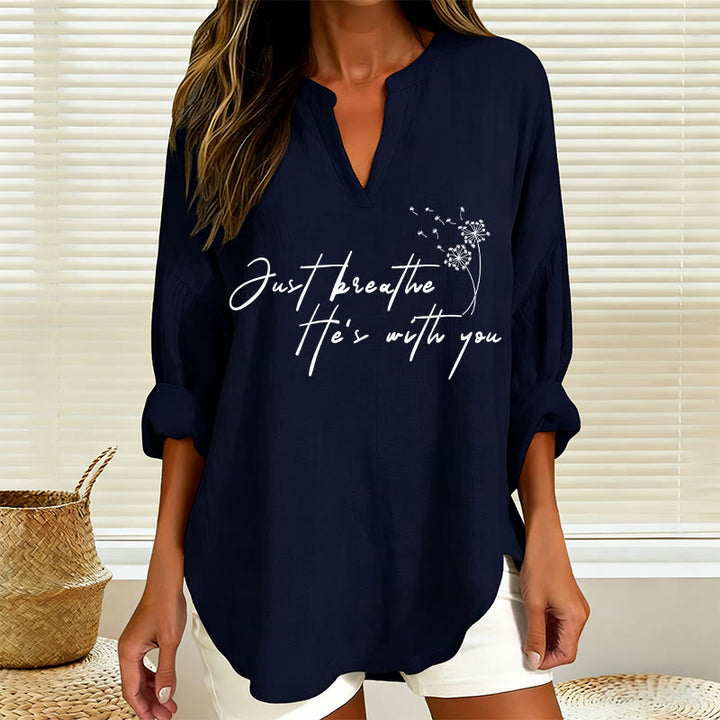 Christianartworkshop Just Breathe, He’s With You Dandelion Print Women’s Blouse: Embody Faith and Gentle Peace - image 8