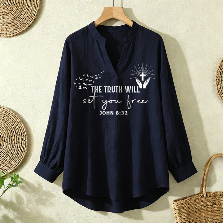 Christianartworkshop The Truth Will Set You Free John 8:32 Women’s Blouse: Embody Faith and Freedom - image 2