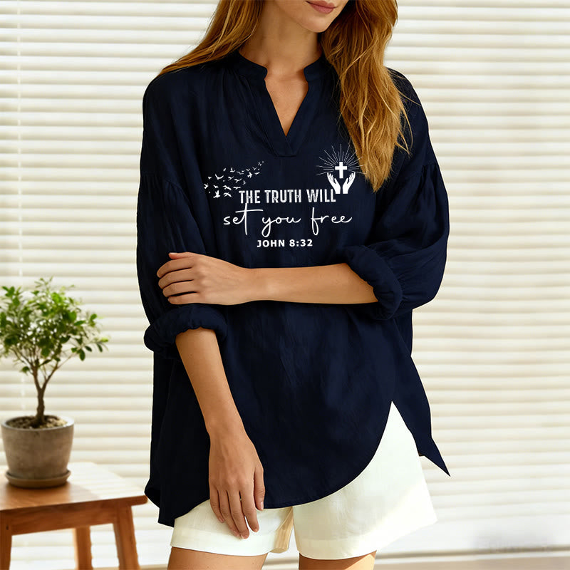 Christianartworkshop The Truth Will Set You Free John 8:32 Women’s Blouse: Embody Faith and Freedom - image 4