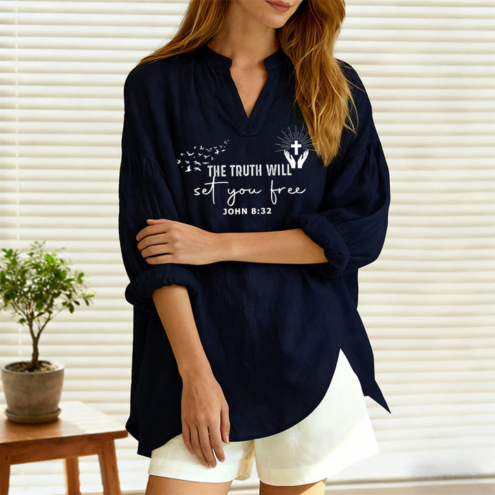 Christianartworkshop The Truth Will Set You Free John 8:32 Women’s Blouse: Embody Faith and Freedom - image 4