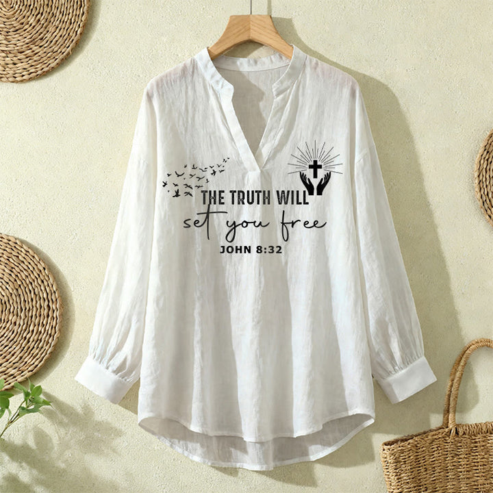 Christianartworkshop The Truth Will Set You Free John 8:32 Women’s Blouse: Embody Faith and Freedom - White - 2XL - image 6