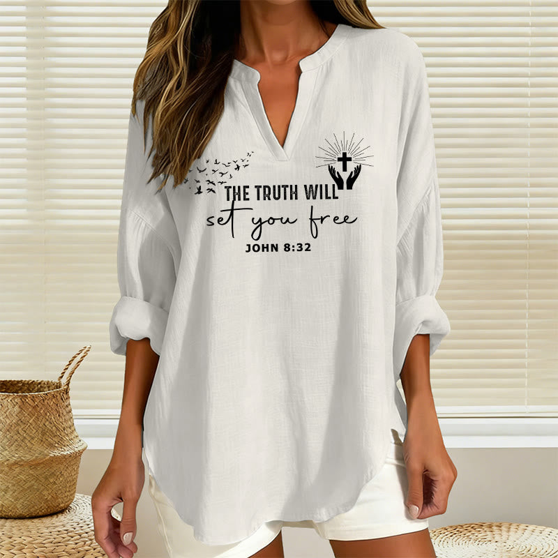 Christianartworkshop The Truth Will Set You Free John 8:32 Women’s Blouse: Embody Faith and Freedom - image 8