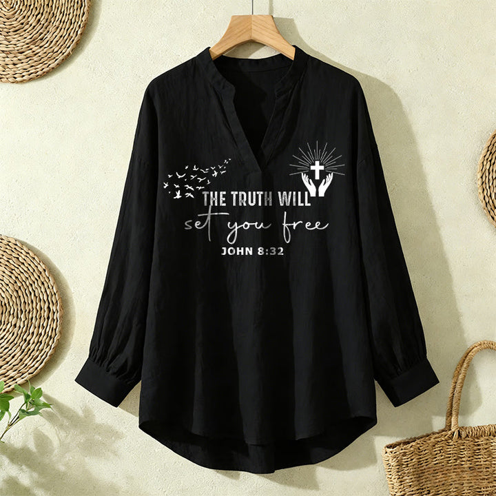 Christianartworkshop The Truth Will Set You Free John 8:32 Women’s Blouse: Embody Faith and Freedom - Black - 2XL - image 9
