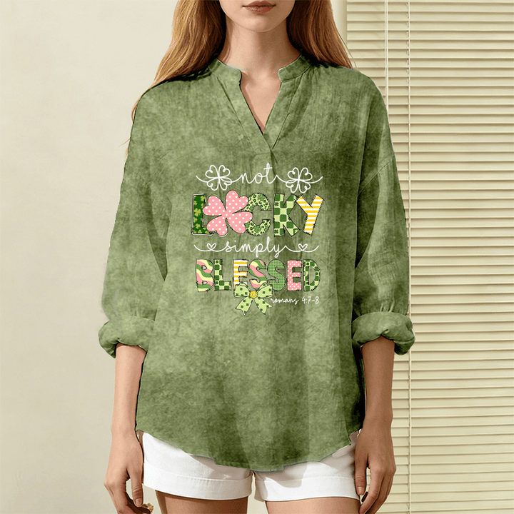 Christianartworkshop Not Lucky, Simply Blessed James 4:7-8 Women’s Blouse: Embody Faith and Gratitude - image 4