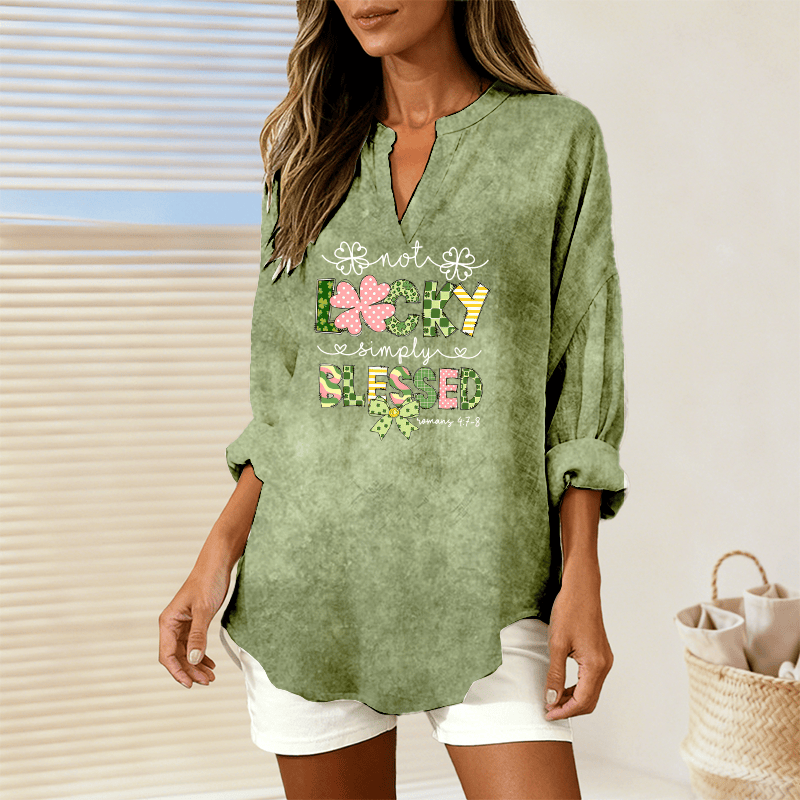 Christianartworkshop Not Lucky, Simply Blessed James 4:7-8 Women’s Blouse: Embody Faith and Gratitude - 2XL - image 0