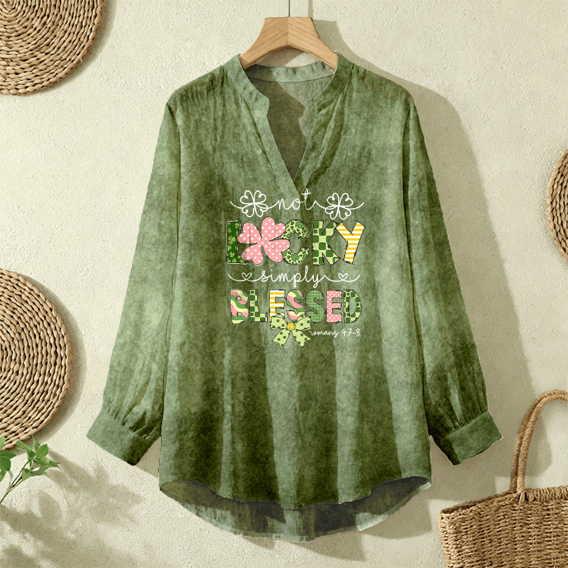 Christianartworkshop Not Lucky, Simply Blessed James 4:7-8 Women’s Blouse: Embody Faith and Gratitude - image 2
