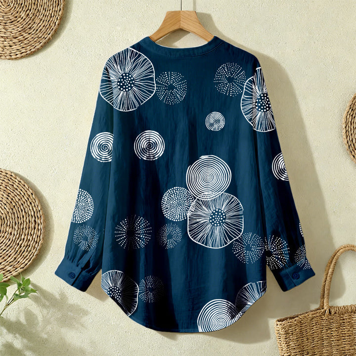 Christianartworkshop Navy Abstract Floral & White Cross Women’s Blouse: Embody Faith and Effortless Grace - image 3