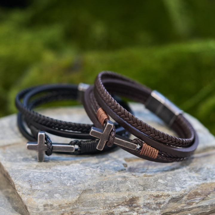 FREE Today: Tri - Color Stainless Steel Cross & Braided Leather Fashion Bracelet - image 22