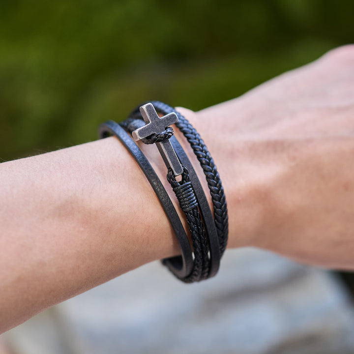 FREE Today: Tri - Color Stainless Steel Cross & Braided Leather Fashion Bracelet - image 21