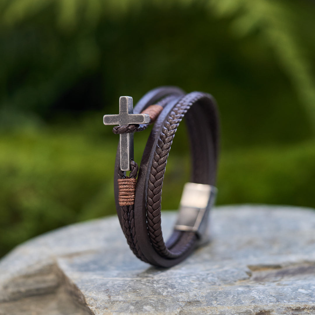 FREE Today: Tri - Color Stainless Steel Cross & Braided Leather Fashion Bracelet - image 27