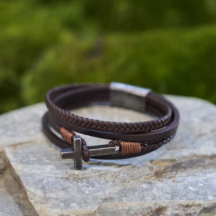 Christianartworkshop Tri - Color Stainless Steel Cross & Braided Leather Fashion Bracelet - image 31
