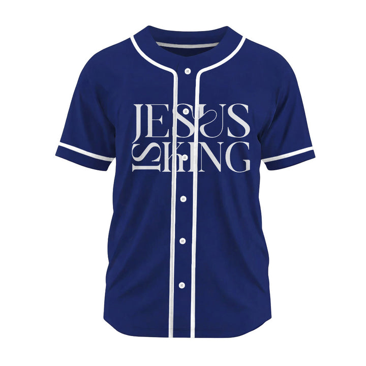 Christianartworkshop Sketch-Style Graphic Jesus Is King Statement Unisex Baseball Jersey - image 15