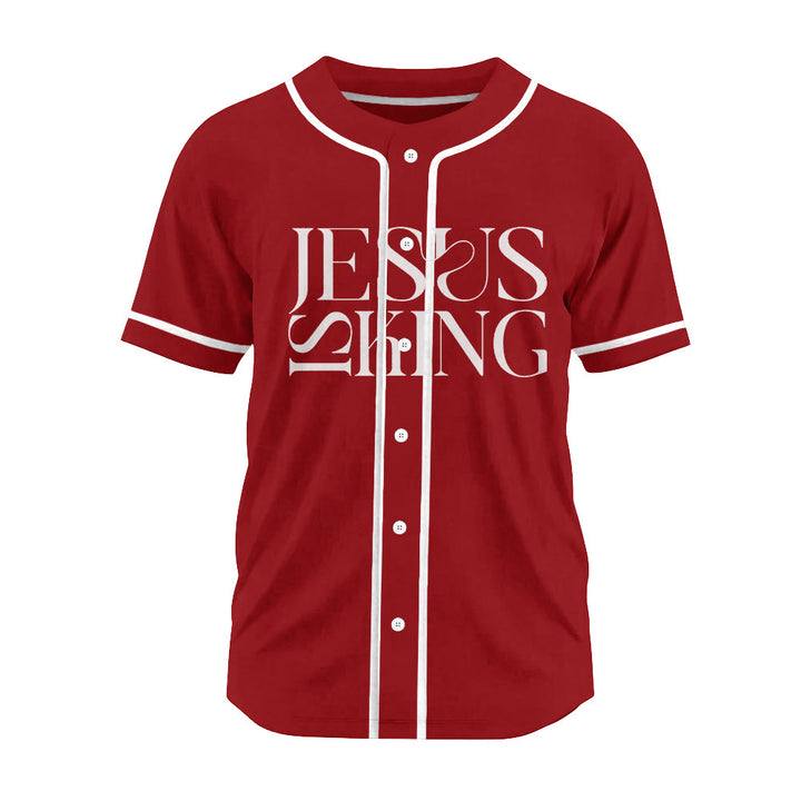 Christianartworkshop Sketch-Style Graphic Jesus Is King Statement Unisex Baseball Jersey - image 21