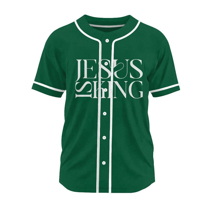Christianartworkshop Sketch-Style Graphic Jesus Is King Statement Unisex Baseball Jersey - image 18