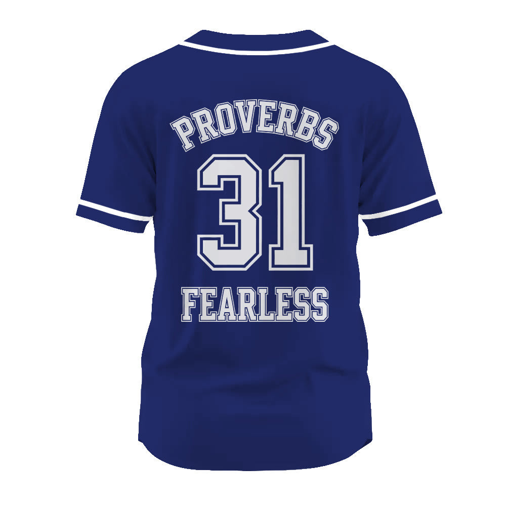 Christianartworkshop Retro Athletic Proverbs 31 Fearless Graphic Unisex Baseball Jersey - image 6