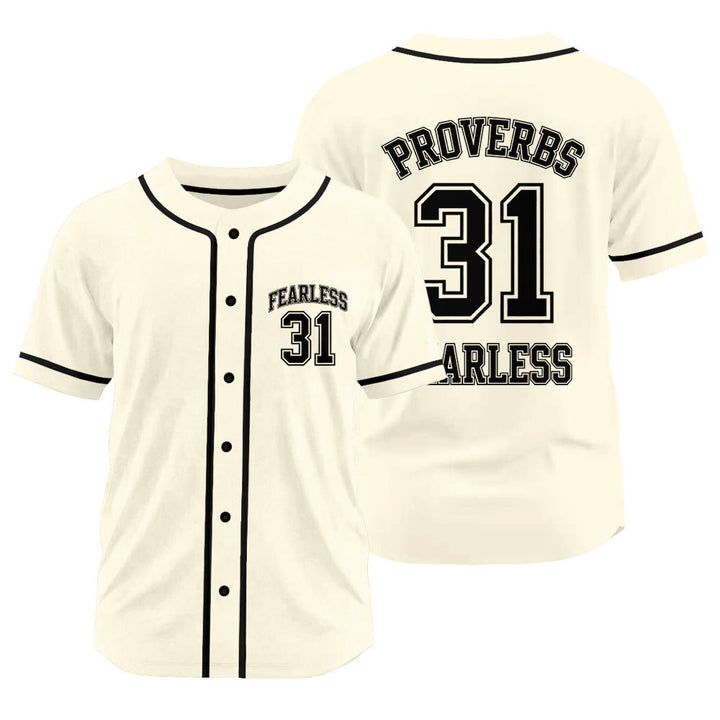 Christianartworkshop Retro Athletic Proverbs 31 Fearless Graphic Unisex Baseball Jersey - Apricot - 3XL - image 20