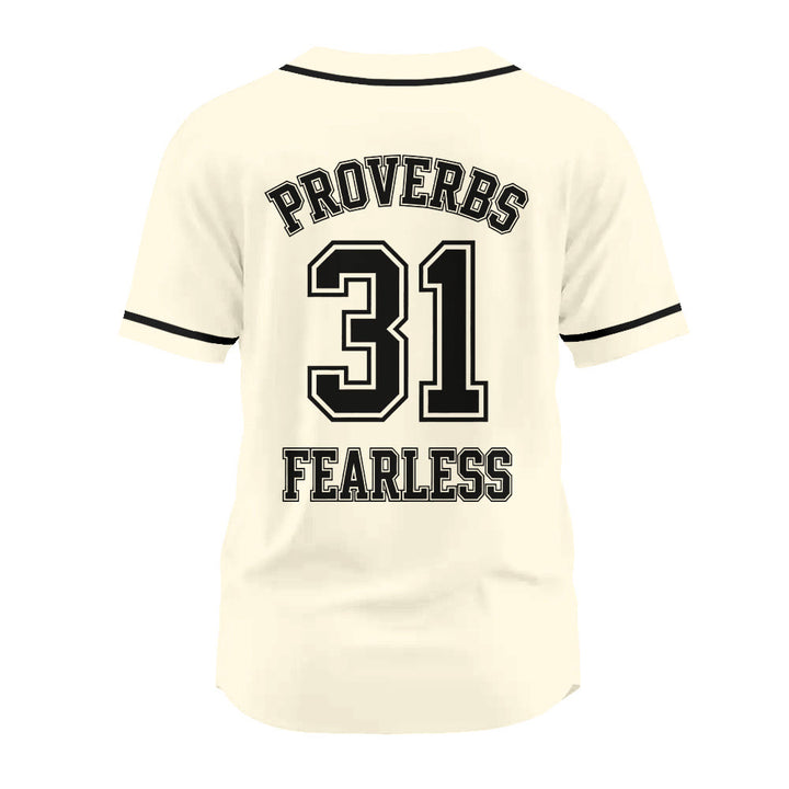 Christianartworkshop Retro Athletic Proverbs 31 Fearless Graphic Unisex Baseball Jersey - image 22