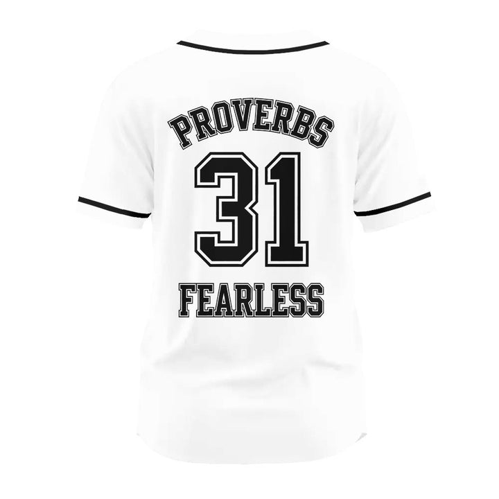 Christianartworkshop Retro Athletic Proverbs 31 Fearless Graphic Unisex Baseball Jersey - image 16