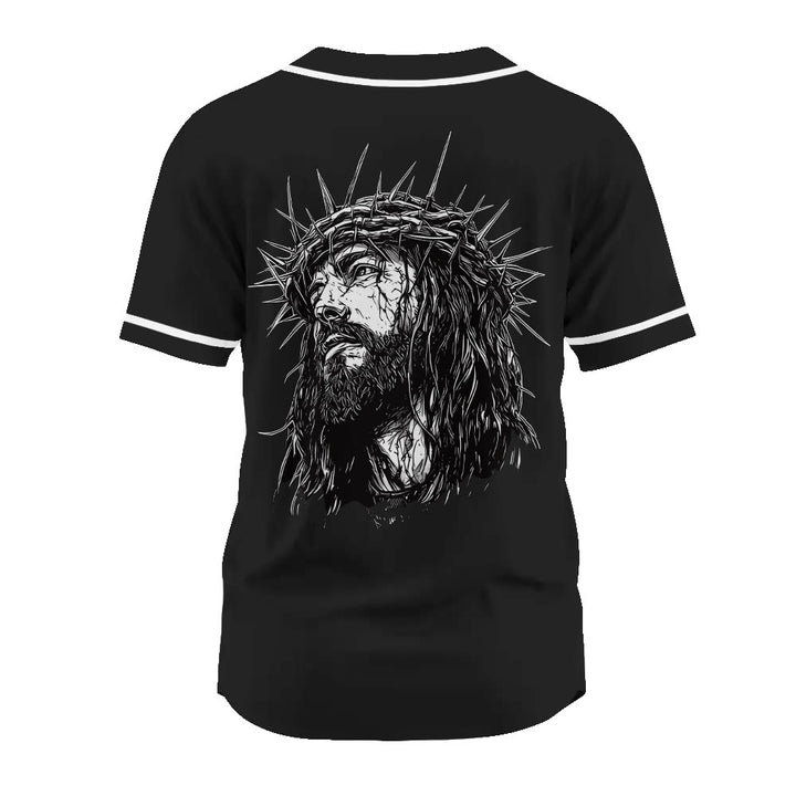 Christianartworkshop Jesus Christ Faith Statement Unisex Baseball Jersey with Crown of Thorns Portrait - image 6