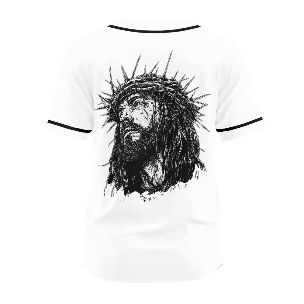 Christianartworkshop Jesus Christ Faith Statement Unisex Baseball Jersey with Crown of Thorns Portrait - image 10