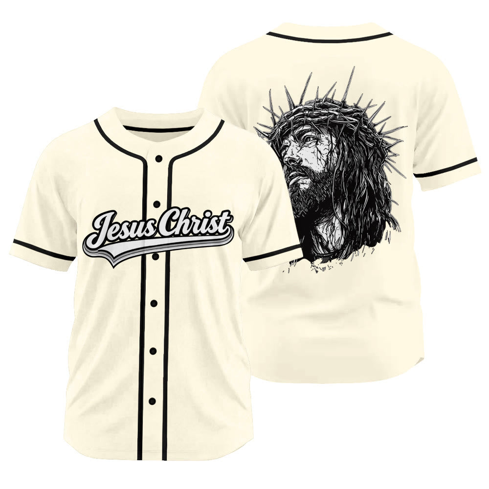 Christianartworkshop Jesus Christ Faith Statement Unisex Baseball Jersey with Crown of Thorns Portrait - Apricot - 3XL - image 11